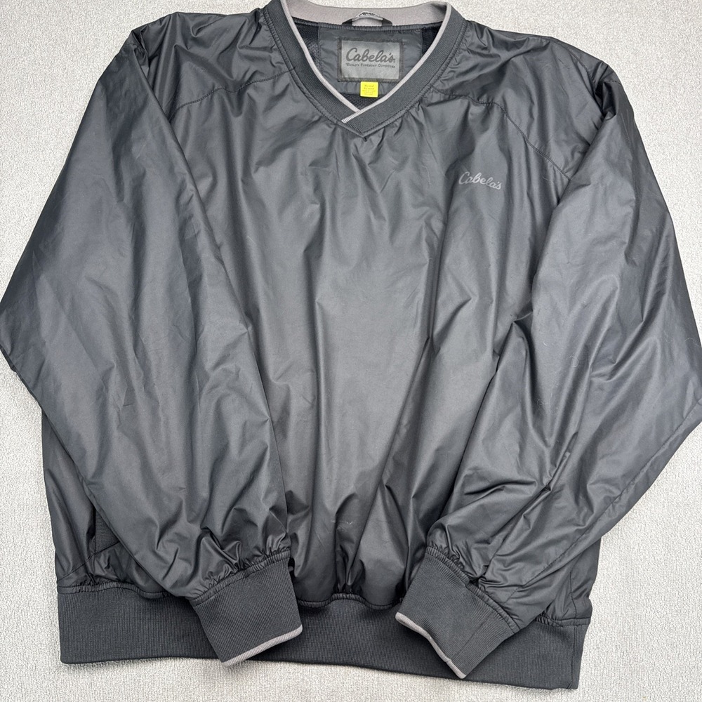 Cabela's Men's XL Black Outdoor Gear Windcrest Pullover Windbreaker Pockets